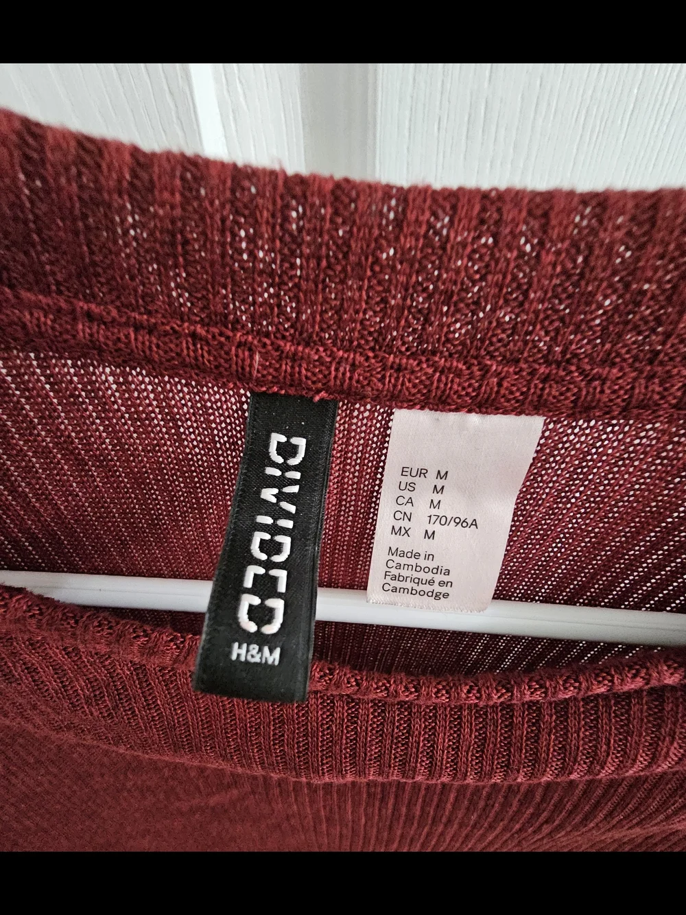 H&M Burgundy Long Sleeve Top with Pearl Details